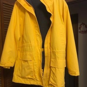 Womens Lands End Yellow Trench Thermal Polartec Fleece Polyester Hood